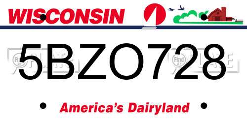 5BZO728 Wisconsin License Plate