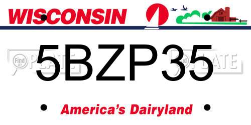 5BZP35 Wisconsin License Plate