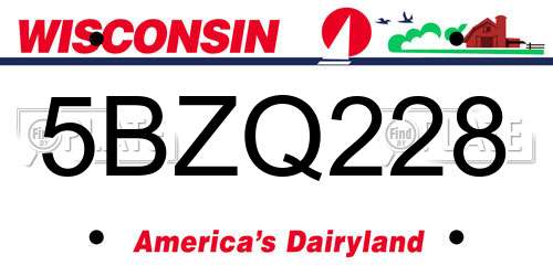 5BZQ228 Wisconsin License Plate