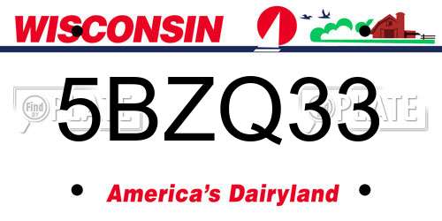5BZQ33 Wisconsin License Plate
