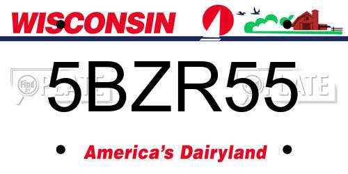 5BZR55 Wisconsin License Plate