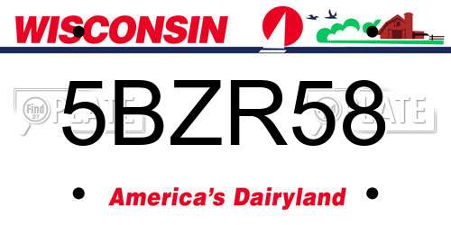 5BZR58 Wisconsin License Plate