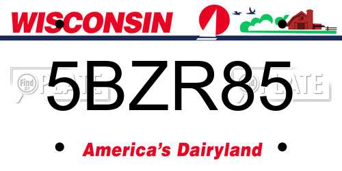 5BZR85 Wisconsin License Plate