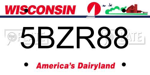 5BZR88 Wisconsin License Plate