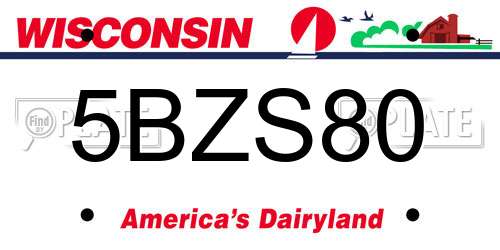 5BZS80 Wisconsin License Plate