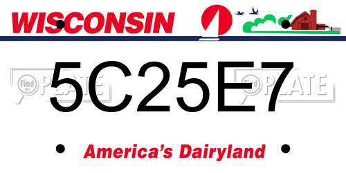 5C25E7 Wisconsin License Plate