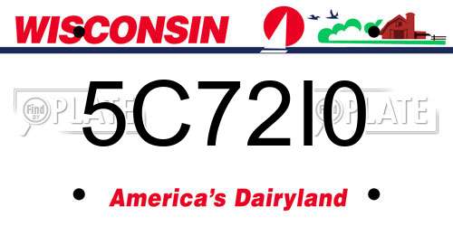 5C72I0 Wisconsin License Plate