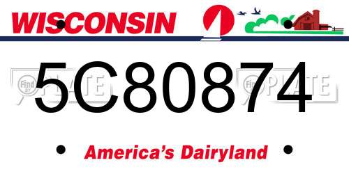 5C80874 Wisconsin License Plate