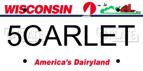 5CARLET Wisconsin License Plate