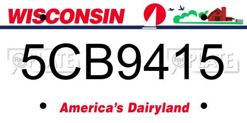 5CB9415 Wisconsin License Plate
