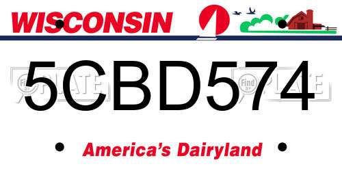 5CBD574 Wisconsin License Plate