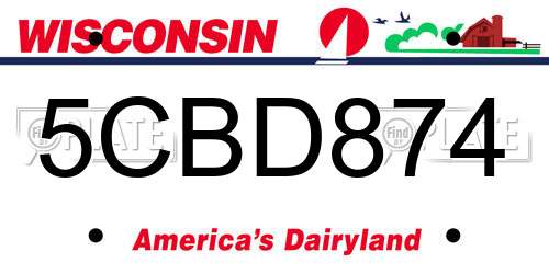 5CBD874 Wisconsin License Plate