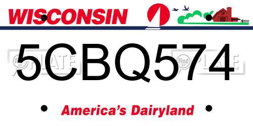 5CBQ574 Wisconsin License Plate