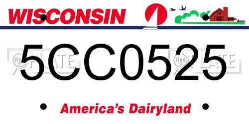 5CC0525 Wisconsin License Plate