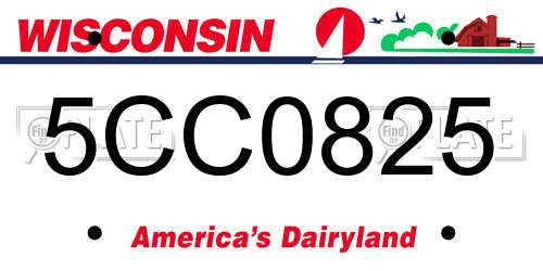 5CC0825 Wisconsin License Plate