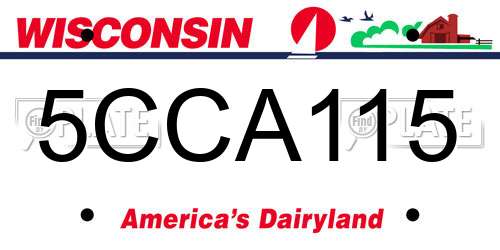 5CCA115 Wisconsin License Plate