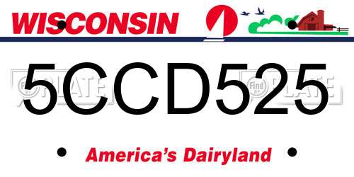 5CCD525 Wisconsin License Plate