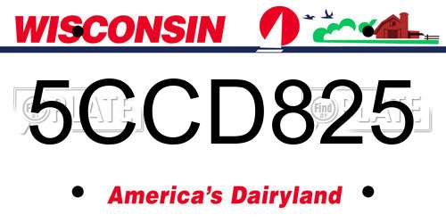 5CCD825 Wisconsin License Plate