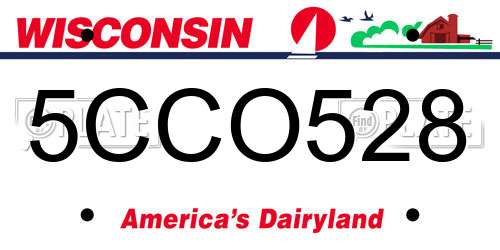 5CCO528 Wisconsin License Plate