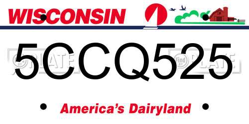 5CCQ525 Wisconsin License Plate
