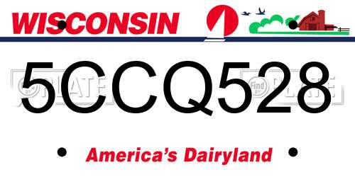 5CCQ528 Wisconsin License Plate