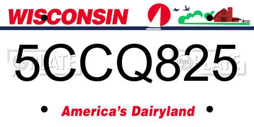 5CCQ825 Wisconsin License Plate
