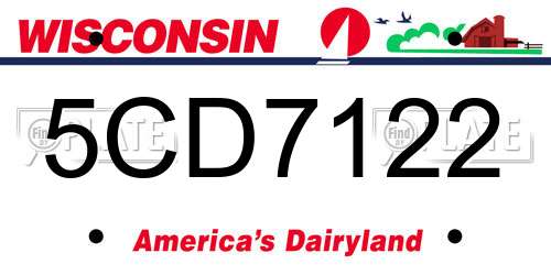 5CD7122 Wisconsin License Plate