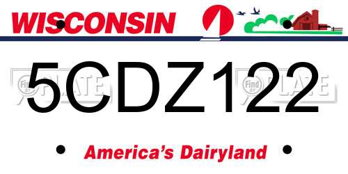 5CDZ122 Wisconsin License Plate