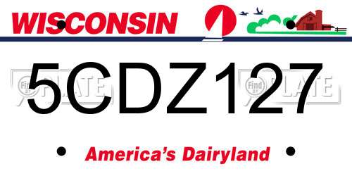 5CDZ127 Wisconsin License Plate