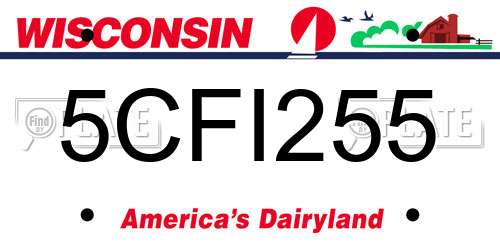 5CFI255 Wisconsin License Plate