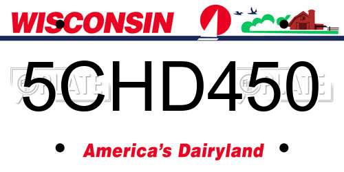 5CHD450 Wisconsin License Plate