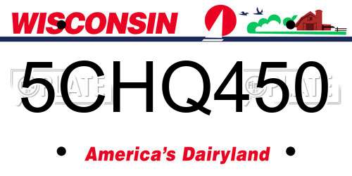 5CHQ450 Wisconsin License Plate