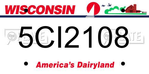 5CI2108 Wisconsin License Plate