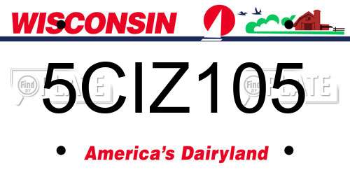 5CIZ105 Wisconsin License Plate