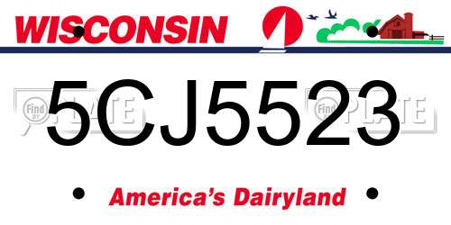 5CJ5523 Wisconsin License Plate