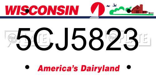 5CJ5823 Wisconsin License Plate