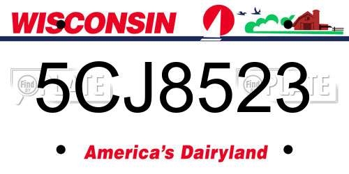 5CJ8523 Wisconsin License Plate