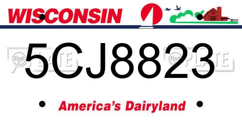 5CJ8823 Wisconsin License Plate