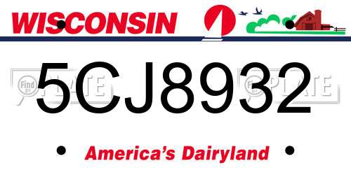 5CJ8932 Wisconsin License Plate