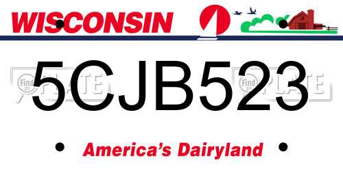 5CJB523 Wisconsin License Plate