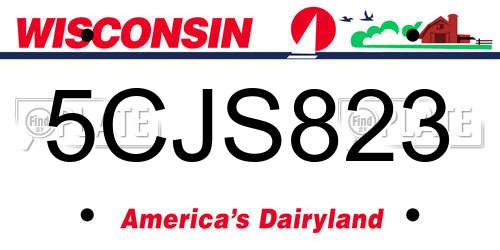 5CJS823 Wisconsin License Plate