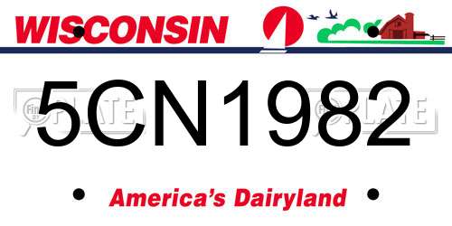 5CN1982 Wisconsin License Plate