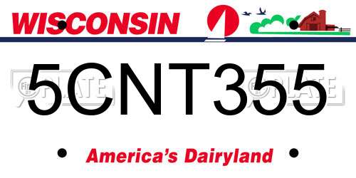 5CNT355 Wisconsin License Plate