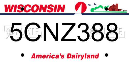 5CNZ388 Wisconsin License Plate