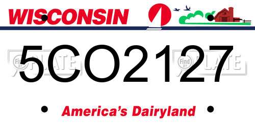 5CO2127 Wisconsin License Plate