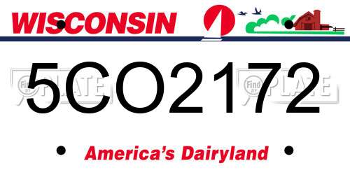 5CO2172 Wisconsin License Plate