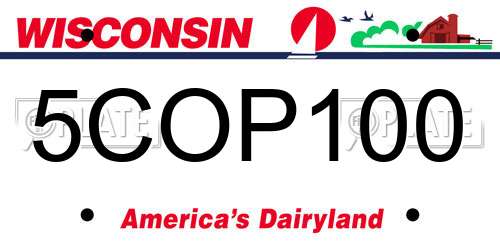 5COP100 Wisconsin License Plate