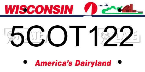 5COT122 Wisconsin License Plate