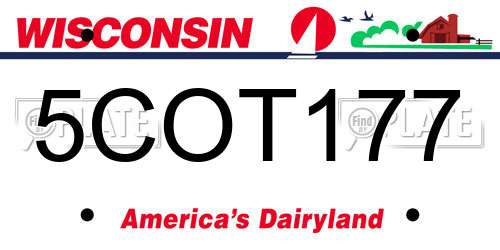 5COT177 Wisconsin License Plate
