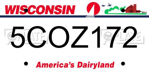 5COZ172 Wisconsin License Plate